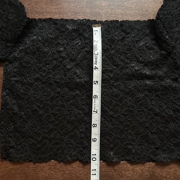 Y2K Crop Top Off Shoulder Sleeves Stretch Black Lace S - Picture 4 of 6